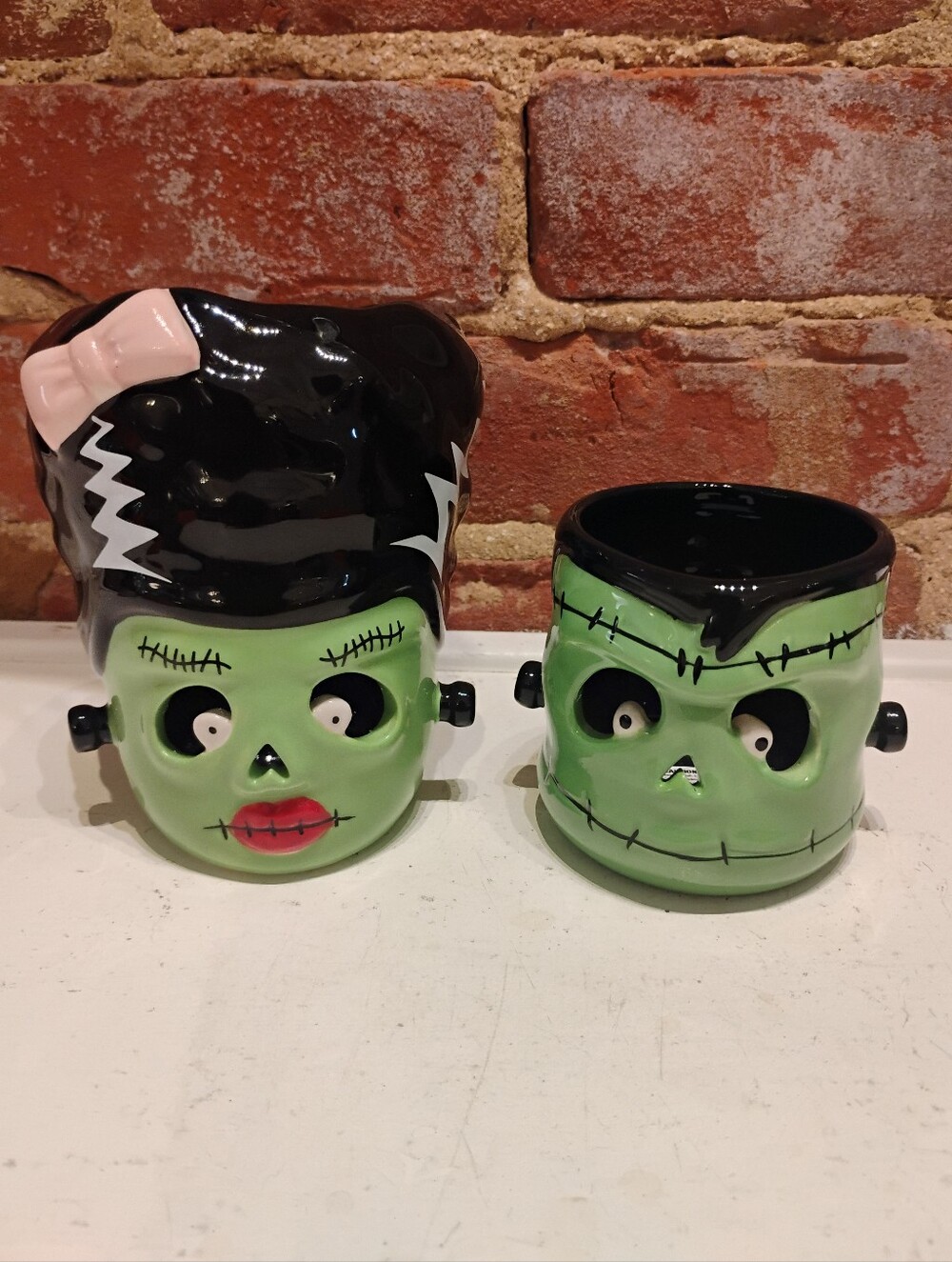 Harry Slatkin RARE 2011 Bath & Body Works Frankenstein & Bride Candle Holders